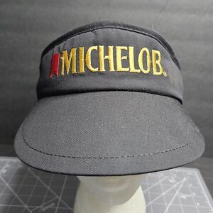 Michelob Visor Hat Adjustable Strapback Black Yellow Red Beer Promo Made USA